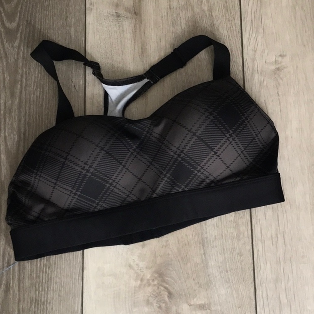 PINK ACTIVE RACER BACK PLAID  BRA  SIZE LARGE